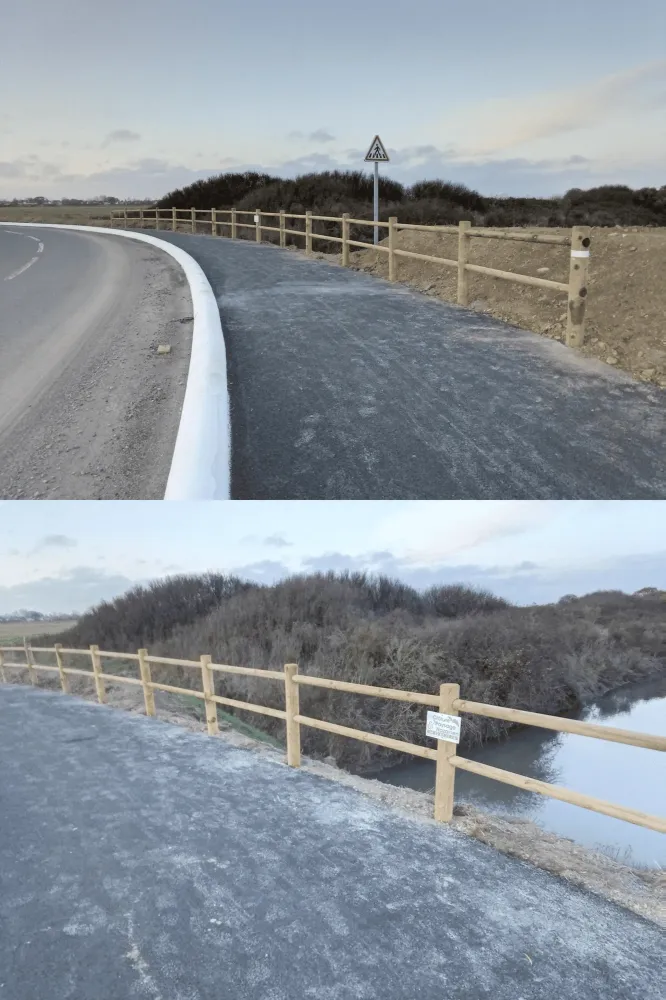 Clôture lisse bois sur poteaux mortaisés anti chute
